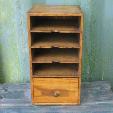 Vintage Mail box letter box recipe box card catalog hand crafted solid oak wood with stain finish 
