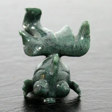 Small Nephite Jade Stone Koi Fish Table Sculpture Green Aquatic 