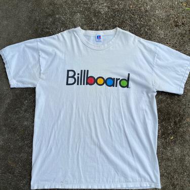 Billboard magazine logo Tee shirt~ 100% cotton graphic  90’s 1990’s VTG music /hipster t-shirt mens XLG / unisex 