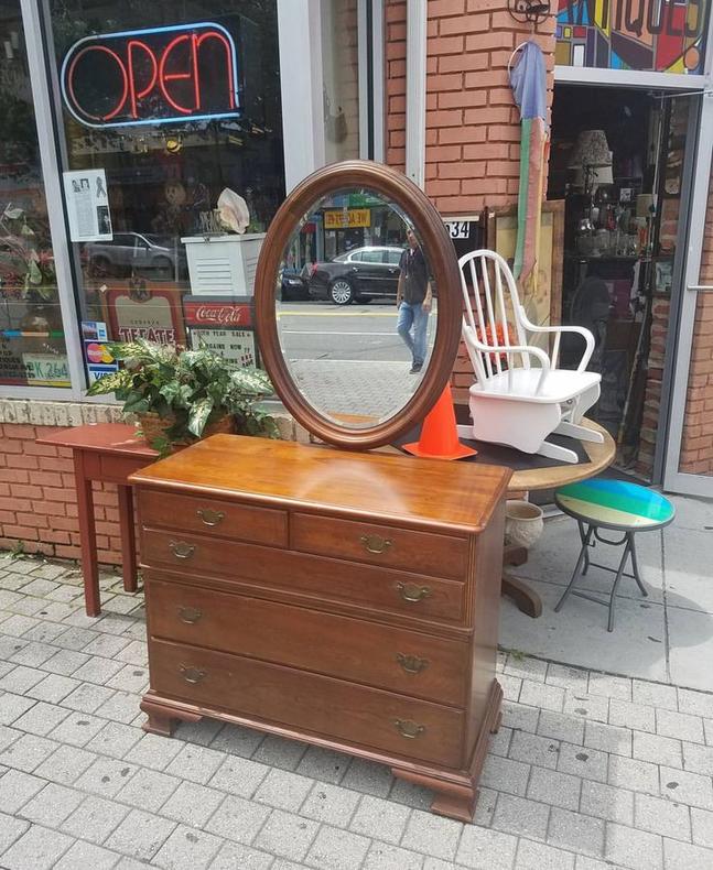 SOLD. Pennsylvania House Chest w Oval Mirror, $320.