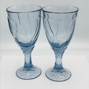 Vintage (2)  Noritake &amp;quot;Sweet Swirl&amp;quot;  Blue Wine Goblets or Wine Glasses - Nice Condition- Hard to find! 