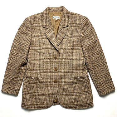 Vintage Women's GIORGIO ARMANI 100% Wool Tweed Jacket ~ Tagged size 10 ~ Blazer / Sport Coat ~ Glen Plaid ~ 