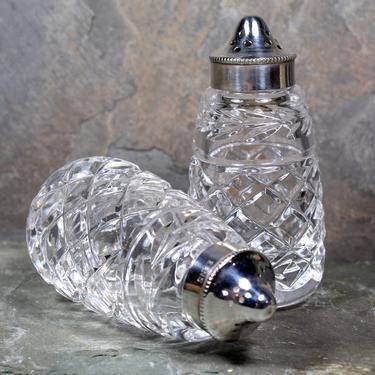 Cut Glass and Silver Plated Salt and Pepper Shakers - Vintage Crystal -  Salt &amp; Pepper - Holiday Table | FREE SHIPPING 