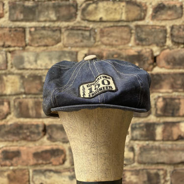 Vintage 1970s Local 150 Engineers Union Denim Cabbie Cap Workwear SnapBack Hat 