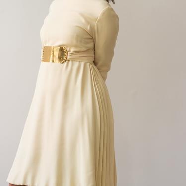 1960s Creme Crepe Mini Dress 