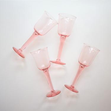 10oz Pink Tulip Wine Stem Mouth Blown | Hachar Glass Company | Mexico Mexican Made Blush Wine Glasses 