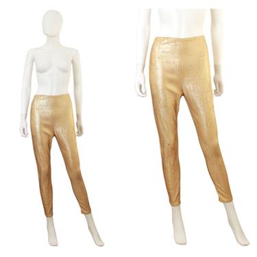 1950s Tobi of California Gold Lurex Cigarette Pants - 1950s Gold Lurex Pants - 1950s Gold Stretch Pants - 1950s Gold Hot Pants | Size Small 