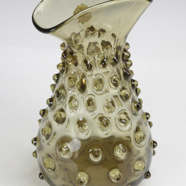 Vintage Italy Hobnail Blown Art Glass Citrine Vase Blenko Murano Italian Tag 