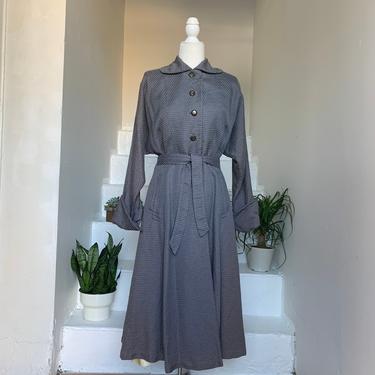 Late 1940s Aquatogs Cotton Water Repellent Belted Princess Style Trench Coat Med Vintage 38 Bust 