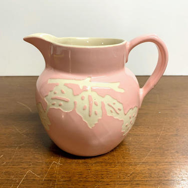 Antique Edwin Bennett Pottery Company Cameo Pink Pitcher Creamer 