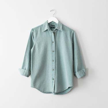 vintage cotton twill work shirt, denim button down, size M 