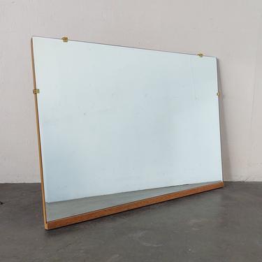 Minimalist Horizontal Wall Mirror with Maple Burl Wood Trim 