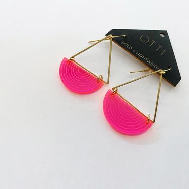 Half Moon Earrings in Fluorescent Pink