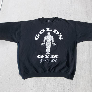 Vintage Sweatshirt Golds Gym 1990s Large Distressed Preppy Grunge Unisex Casual Athletic Crewneck Pullover Crackle Logo 