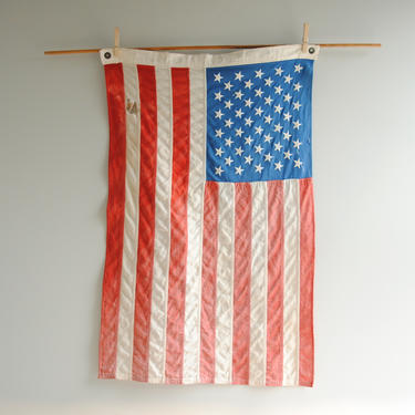 Vintage American Flag with 50 Stars, 33&quot; x 22' American Flag with Faded Colors 