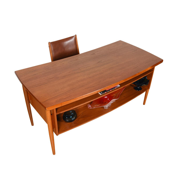 Danish Modern &#8216;Concave&#8217; Bowed-Front Desk