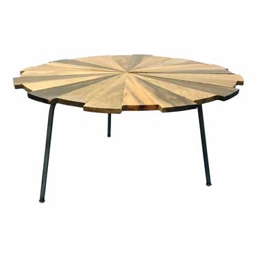 Organic Modern Reclaimed Wood Starburst Small Cocktail Table