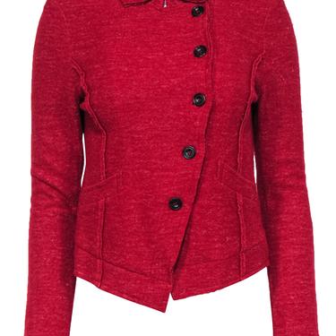 Free People - Red Wool Blend Button-Front Jacket Sz S