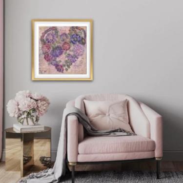 Hearts of Flowers Whimsical Art Prints - Floral Hearts ~ Floral Wall Art ~ Abstract Floral Art ~ Garden Flowers ~ Mix Media Art 