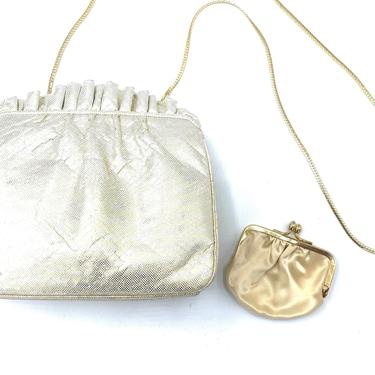 Judith Leiber 90s  Iridescent White Clutch with Kiss Lock