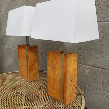 Laurel Lighting Burl-Wood Table Lamps - a Pair 