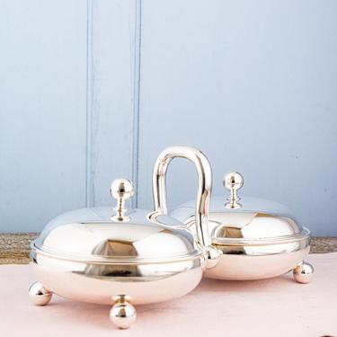 Vintage Silverplate Double Covered Serving Dish Set