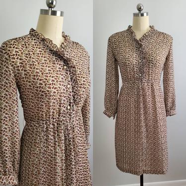 1970s/80s Peasant Dress with Paisley Print 70's Boho Dresses 70s Women's Vintage Size Medium 