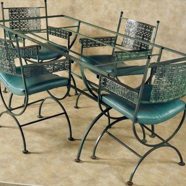 Woodard dining table and four armchairs (#1551)