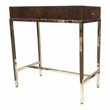 Universal Furniture Mid-Century Modern Style Burl Wood and Chrome Accent Table