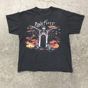 Vintage Pink Floyd Tee Retro 1990s The Wall + Concert Tour + Rock Band + T-Shirt + Short Sleeve + Black Cotton + Unisex + Apparel 