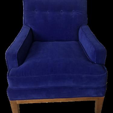 Mid Century Blue Velvet Chair by Baker Furniture