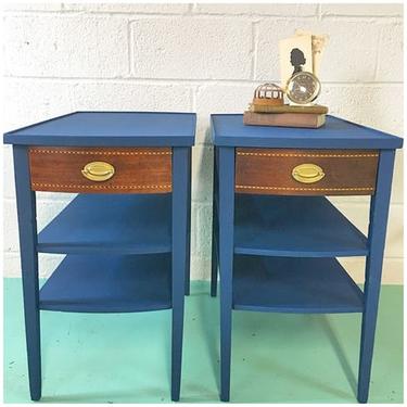 Pair of Navy Blue End Tables