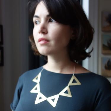 Big  Brass Open Triangle Necklace 