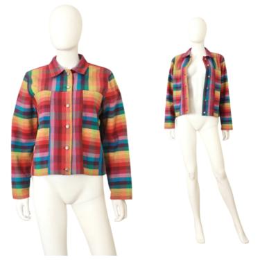 1990s Rainbow Jacket - 90s Jacket - Vintage Rainbow Jacket - Rainbow Denim Jacket - 90s Denim Jacket - Vintage Denim Jacket | Size Medium 