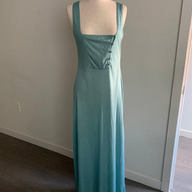 John Kloss for Cira teal low square neck lingerie gown-Size S 