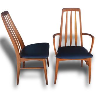 Mid-Century Danish Modern Eva High Back Dining Chairs by Niels Koefoed Teak 6 PC set 