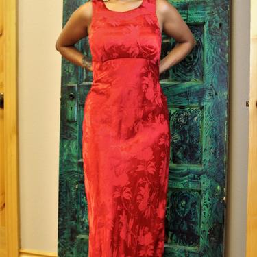 Vintage 1990s All That Jazz Maxi Dress, Small Medium, Sexy Long red dress women, Red prom dress 