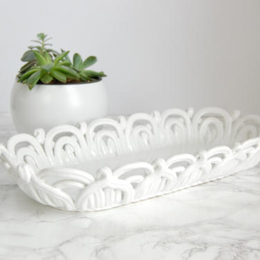 Primo'Gi White Ceramic Serving Bowl Bread Basket Italy Ceramic by PursuingVintage1