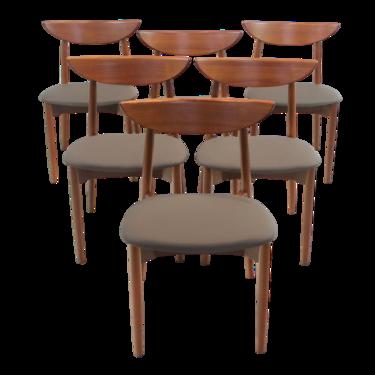 Set of Six Scandinavian Modern Teak &#038; Leather Dining Chairs by Harry Ostergaard