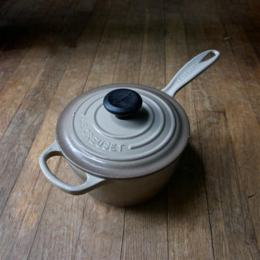 Vintage Le Creuset Lid Pot #16 French Grey Fade Cast Iron Dutch Oven 1.5 Quart Mid-Century Mad Men Modern Chef Kitchen 