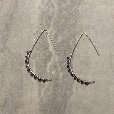 Amethyst Teardrop Silver Threader Earrings