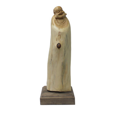 Chinese Cypress Wood Carved Irregular Shape Happy Buddha Statue cs5551E 