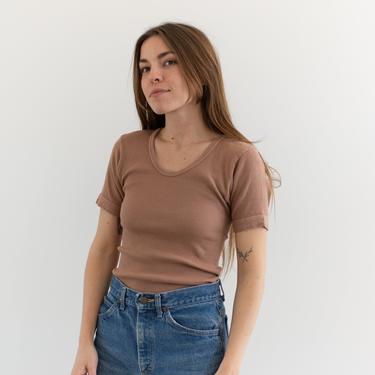 The Berlin Tee in Dusty Pink | Vintage Ribbed Tee T Shirt | Rib Knit Tee | 100% Cotton | XS S 
