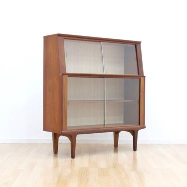 Mid Century Teak And Glass China Display Cabinet Entryway Cabinet 