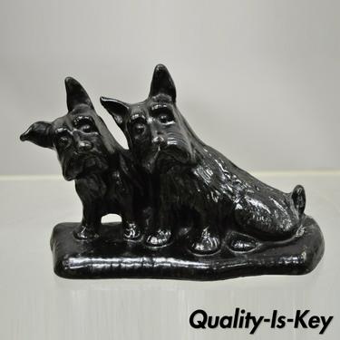 Vintage Cast Iron Scottie Dog Scottish Terrier Black Door Stop Figurine Statue