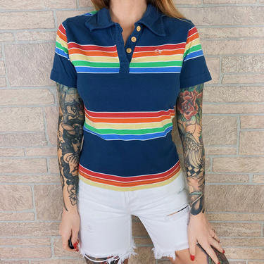 OP Ocean Pacific Rainbow Striped Polo Shirt 