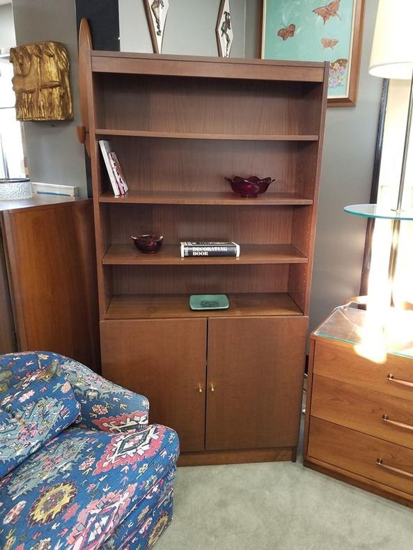                   Vintage bookcase with lower storage cabinet