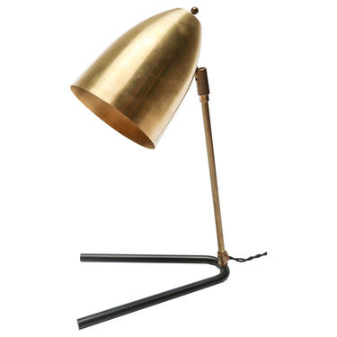 Custom Brass and Black Metal Desk Lamp