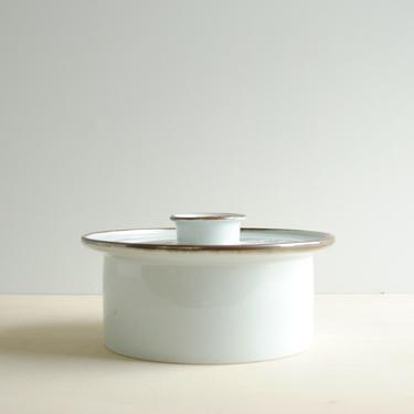 Vintage Dansk Stoneware Lidded Pot, 1.5 Quart Brown Mist White and Brown Casserole Dish with Lid, Danish Modern Ceramic Cookware 