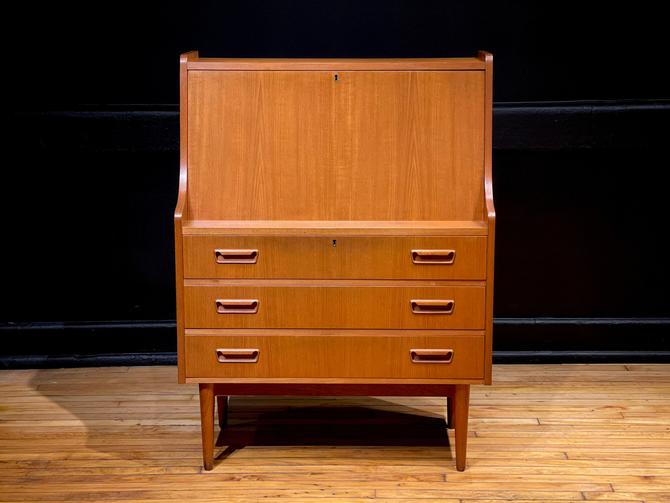 Danish Teak Secretary Desk By Maurice, Mid Century Modern Furniture Milwaukee Wi